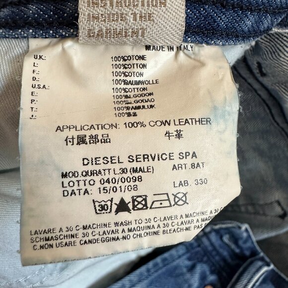 Diesel Quratt Jeans Ligth Wash Denim Button Fly Made In Italy - Picture 8 of 16